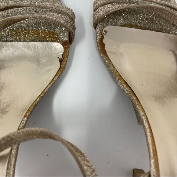 De Blossom Collection Sandals Jeany-1 Champagne Gold Glitter Strappy Women's 6.5 - Picture 9 of 9